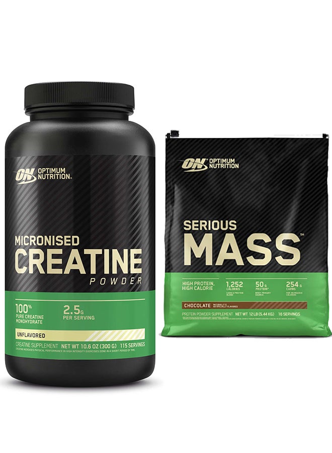 Optimum Nutrition عرض حزمة حصرية - على ماس الشوكولاتة 12 رطل ومسحوق الكرياتين المجهرى بدون نكهة 300 جرام 115 حصة - Image 1